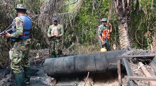 Troops Destroy 18 Illegal Bunkering Sites, Arrest 17 Suspected Oil Thieves